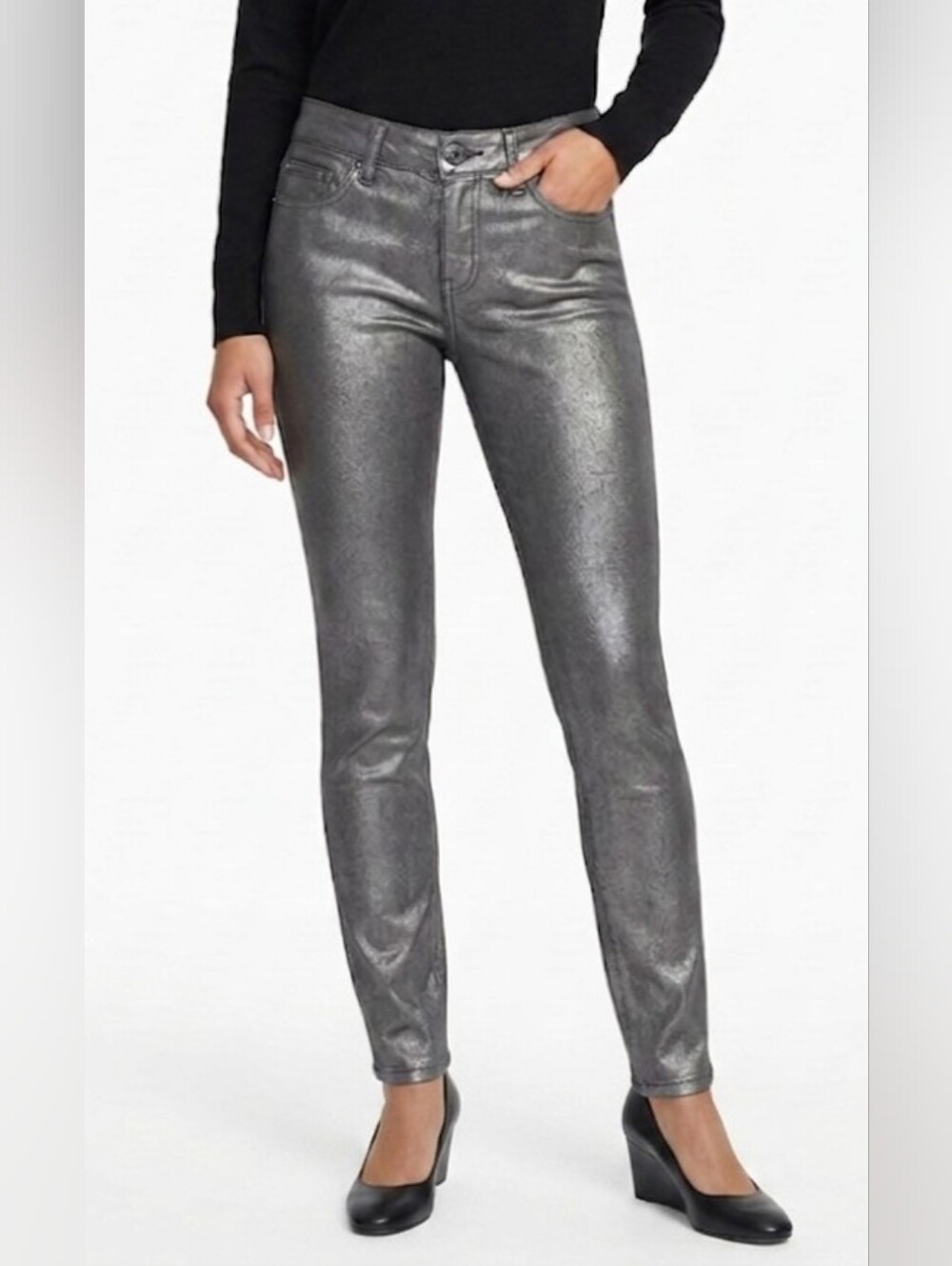 Guess Metallic Gray Jeans Size 28